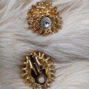 Vintage Gold Rhinestone Earrings